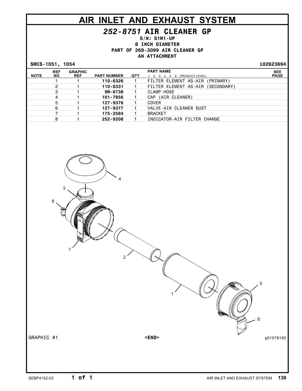 110-6331 FILTER ELEMENT AS-AIR (SECONDARY) · S/N S1M1-UP CAT parts manual diagram