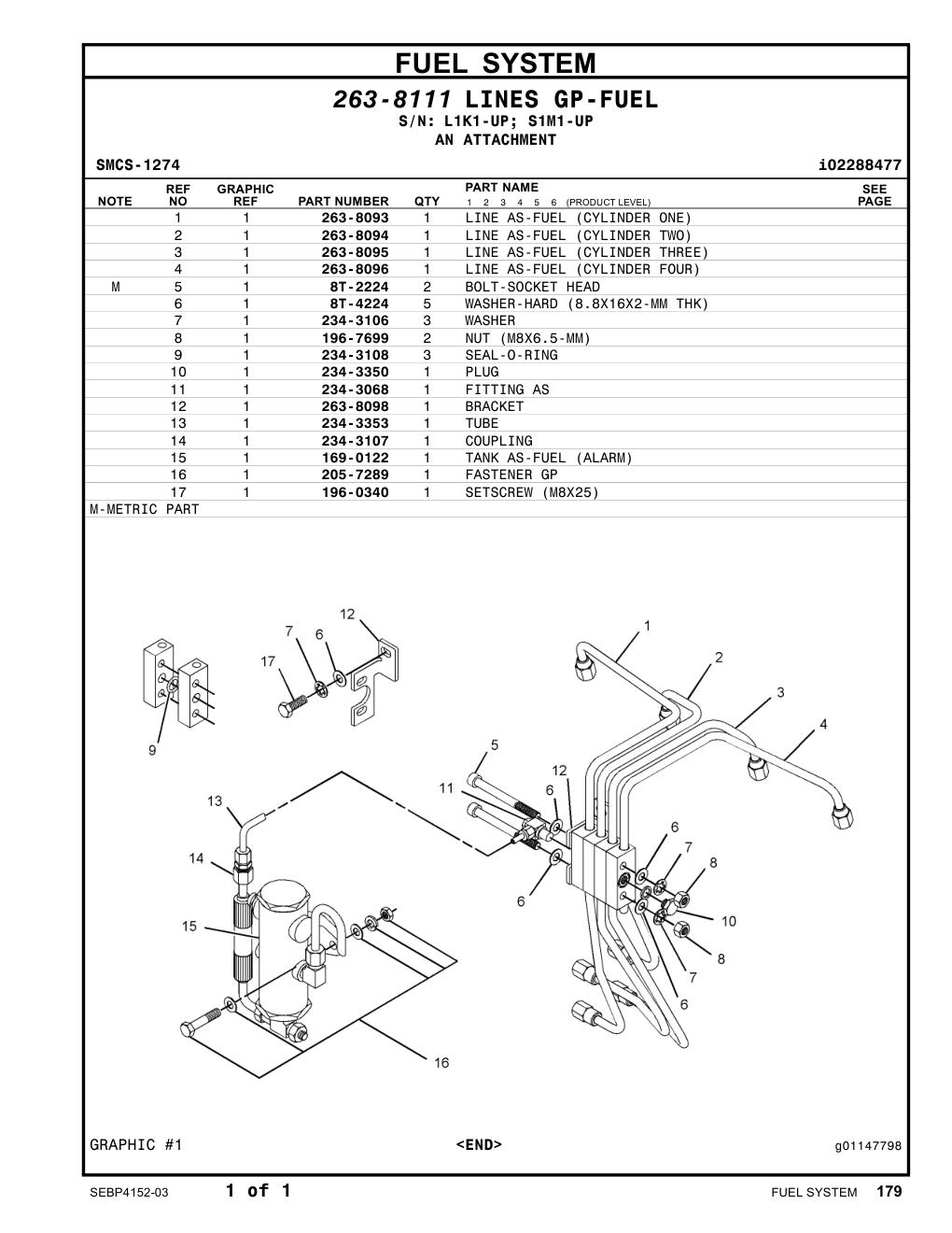 263-8095 LINE AS-FUEL (CYLINDER THREE) CAT parts manual diagram