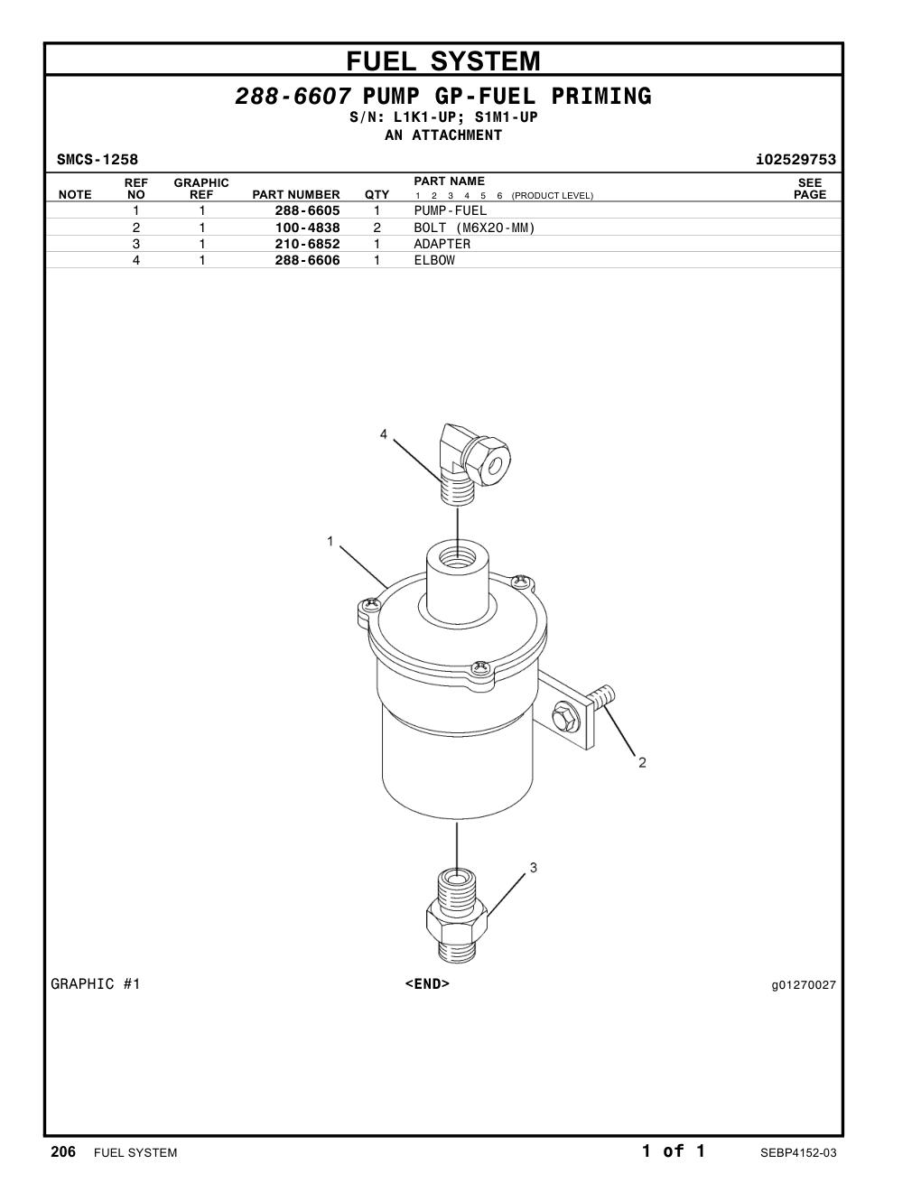 288-6605 PUMP-FUEL CAT parts manual diagram