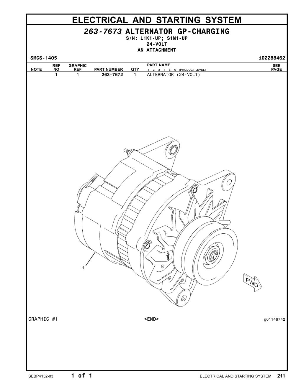 263-7672 ALTERNATOR (24-VOLT) CAT parts manual diagram