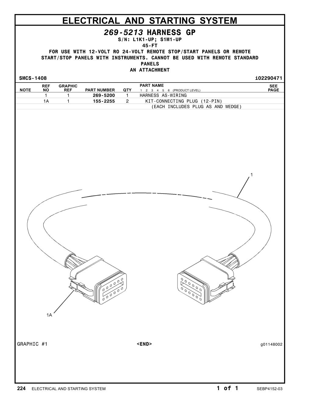 269-5200 HARNESS AS-WIRING CAT parts manual diagram