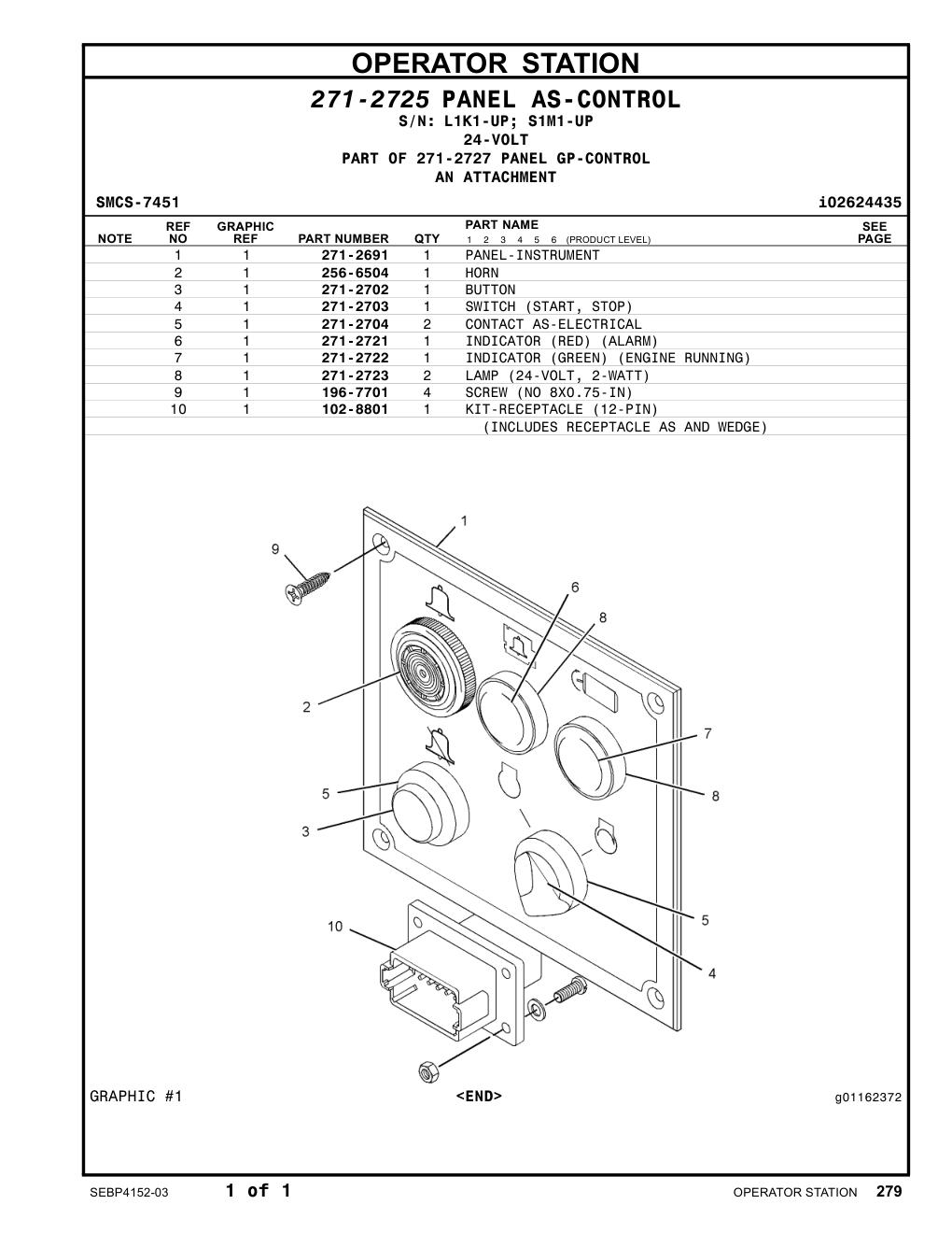 271-2702 BUTTON CAT parts manual diagram