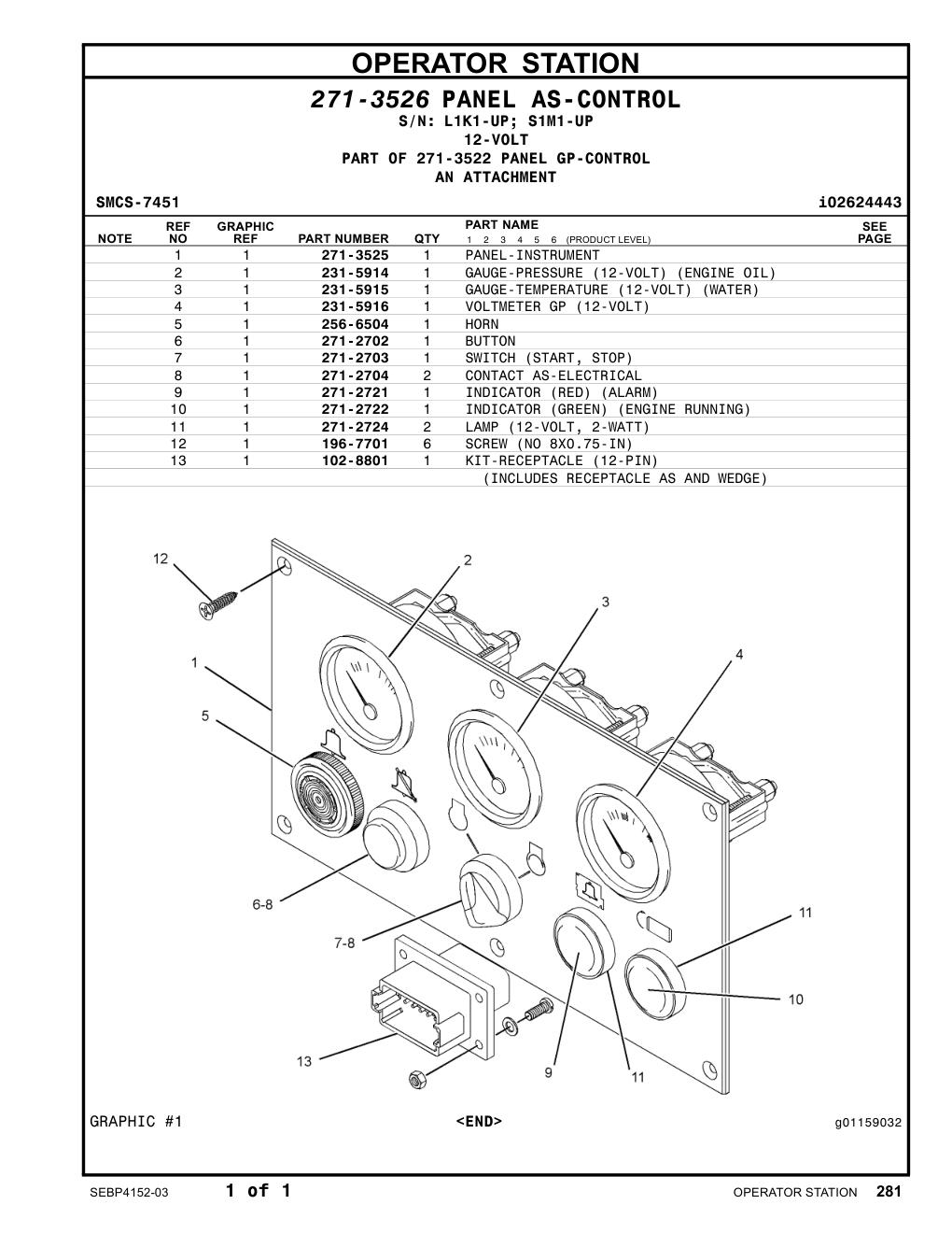 231-5914 GAUGE-PRESSURE (12-VOLT) (ENGINE OIL) CAT parts manual diagram