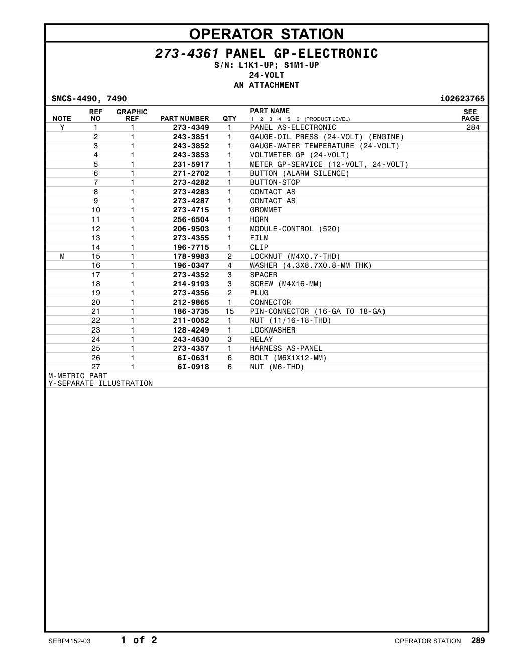 273-4349 PANEL AS-ELECTRONIC CAT parts manual diagram
