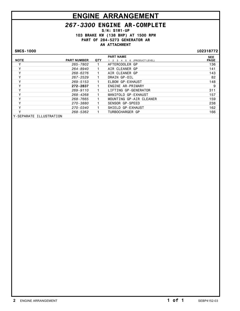 272-2837 ENGINE AR-PRIMARY CAT parts diagram