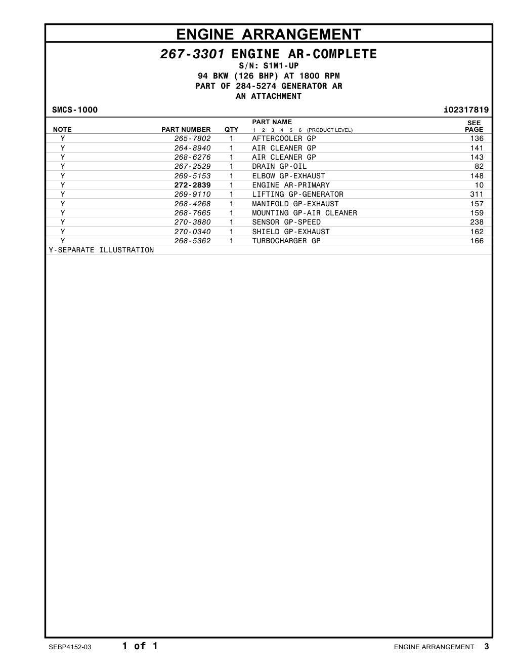 272-2839 ENGINE AR-PRIMARY CAT parts diagram