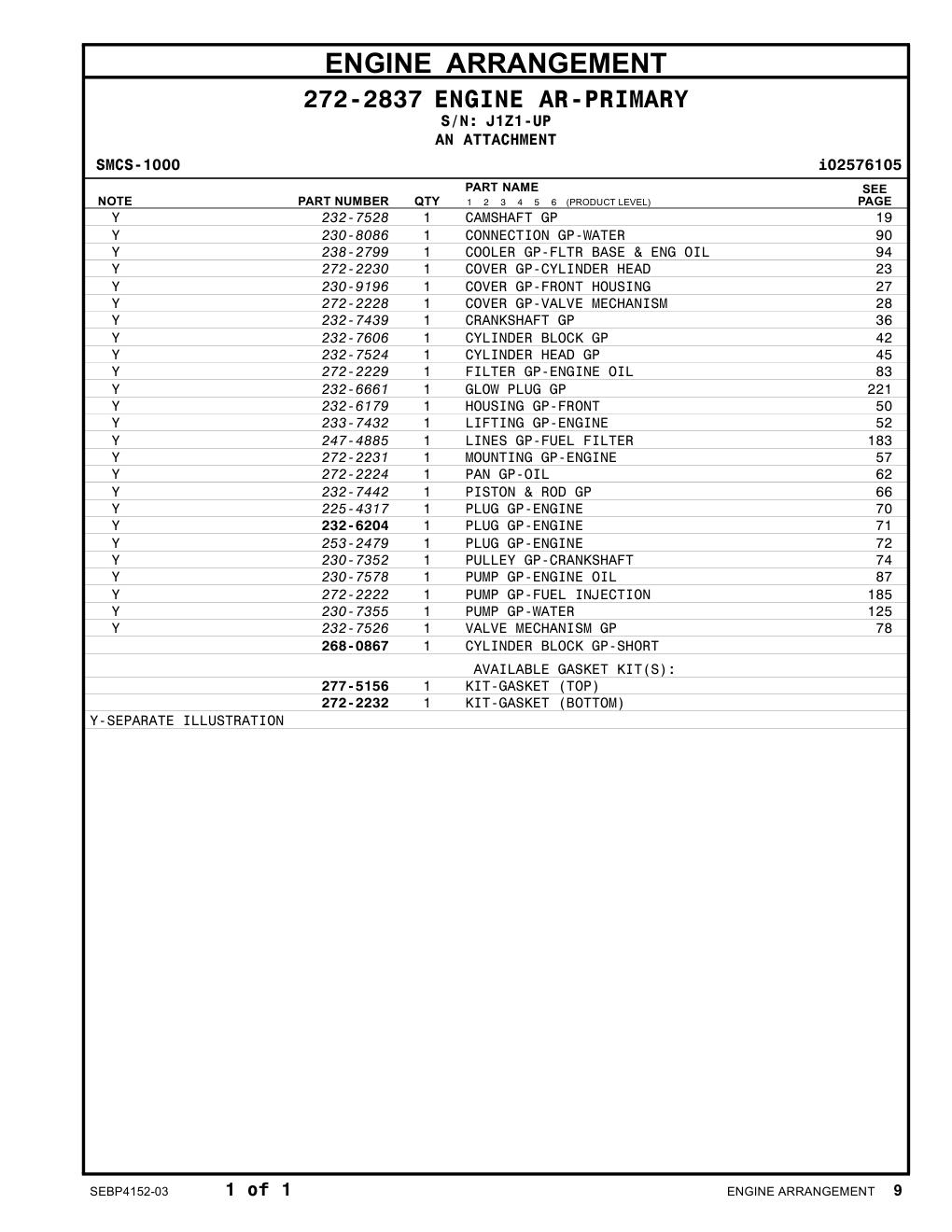 230-7578 PUMP GP-ENGINE OIL CAT parts diagram