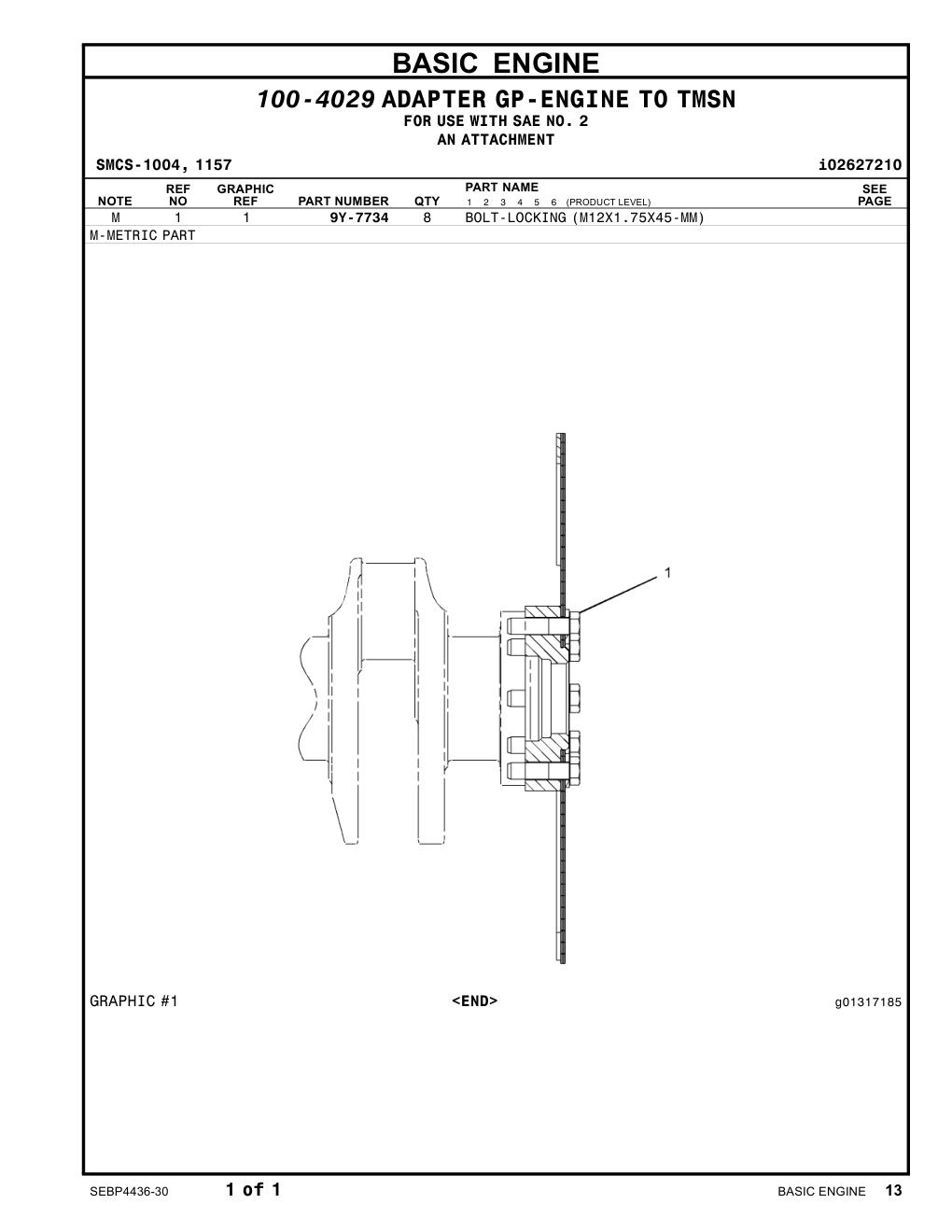 9Y-7734 - BOLT-LOCKING (M12X1.75X45-MM)