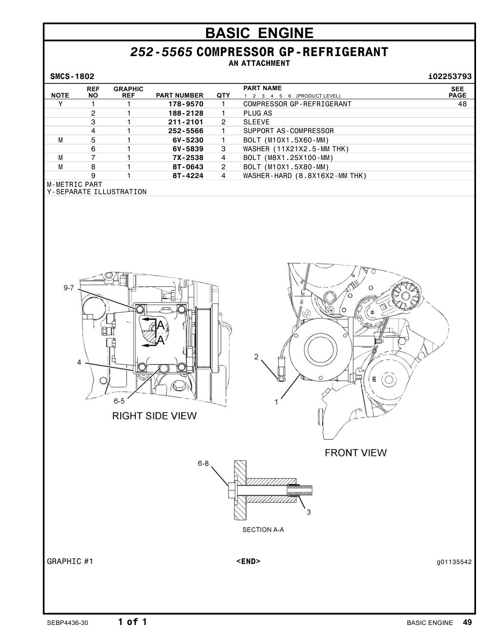 252-5566 SUPPORT AS-COMPRESSOR CAT parts manual diagram