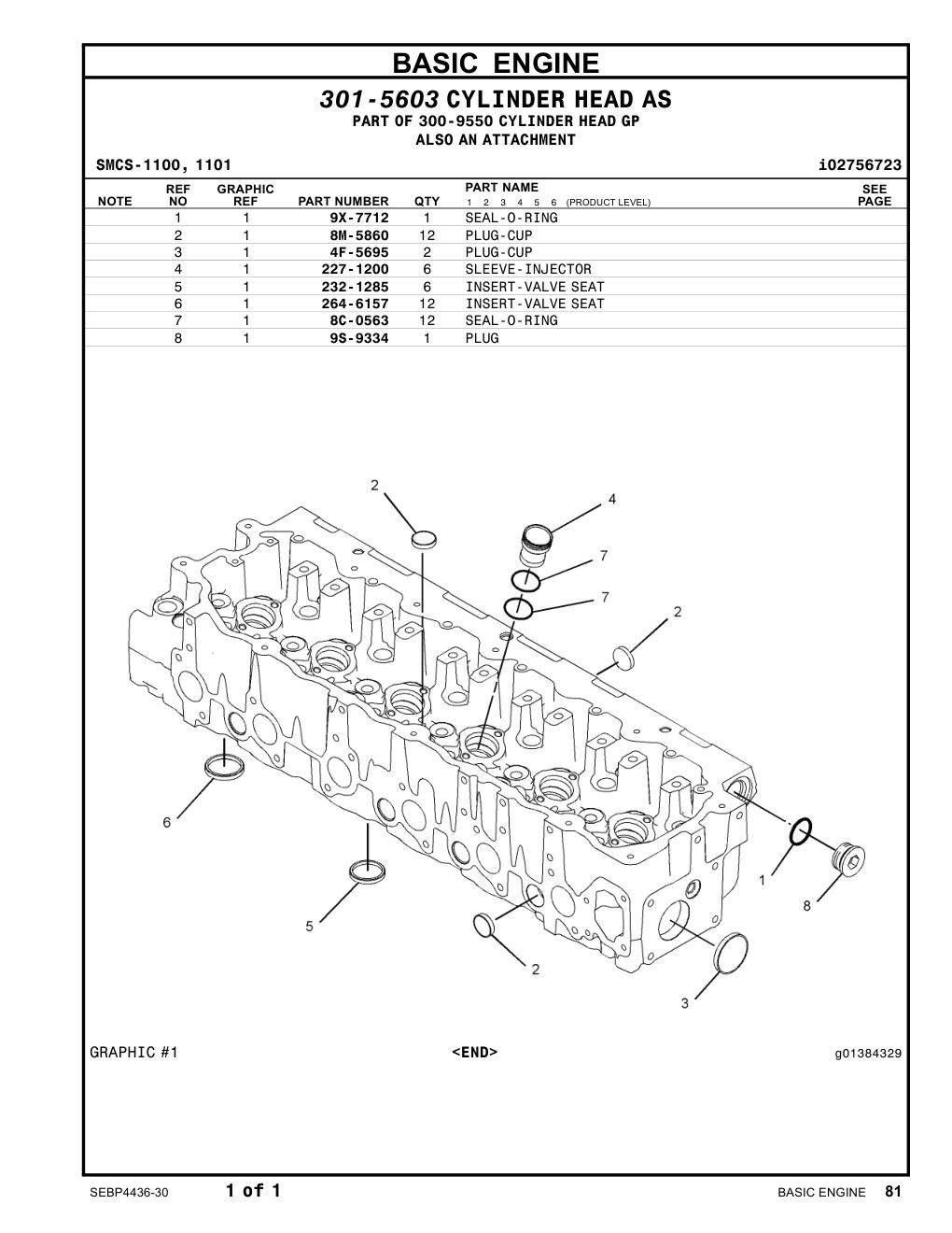 264-6157 INSERT-VALVESEAT CAT parts manual diagram