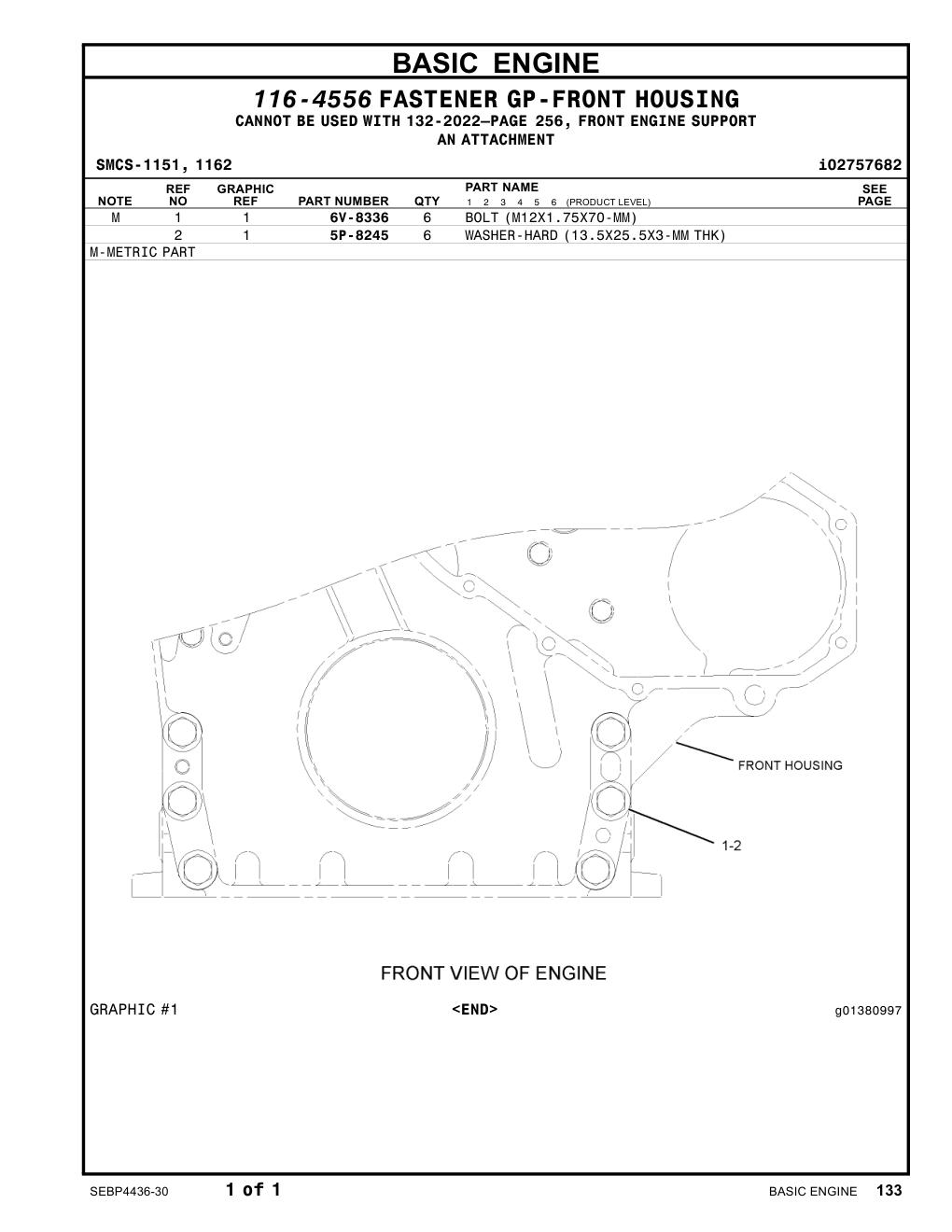 6V-8336 - BOLT (M12X1.75X70-MM)