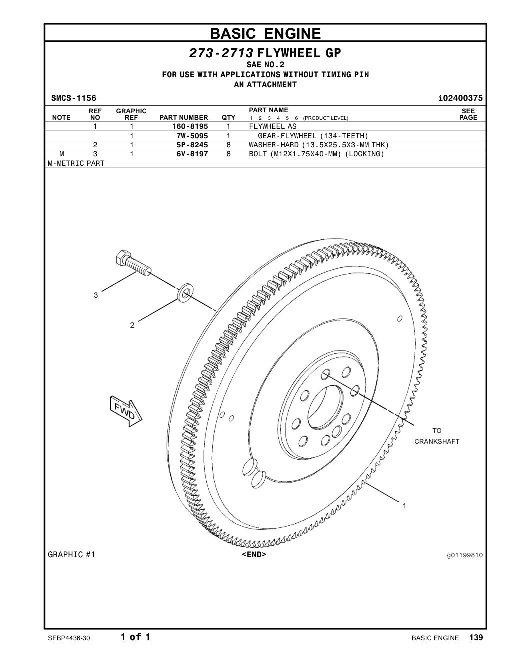 7W-5095 - GEAR-FLYWHEEL(134-TEETH)