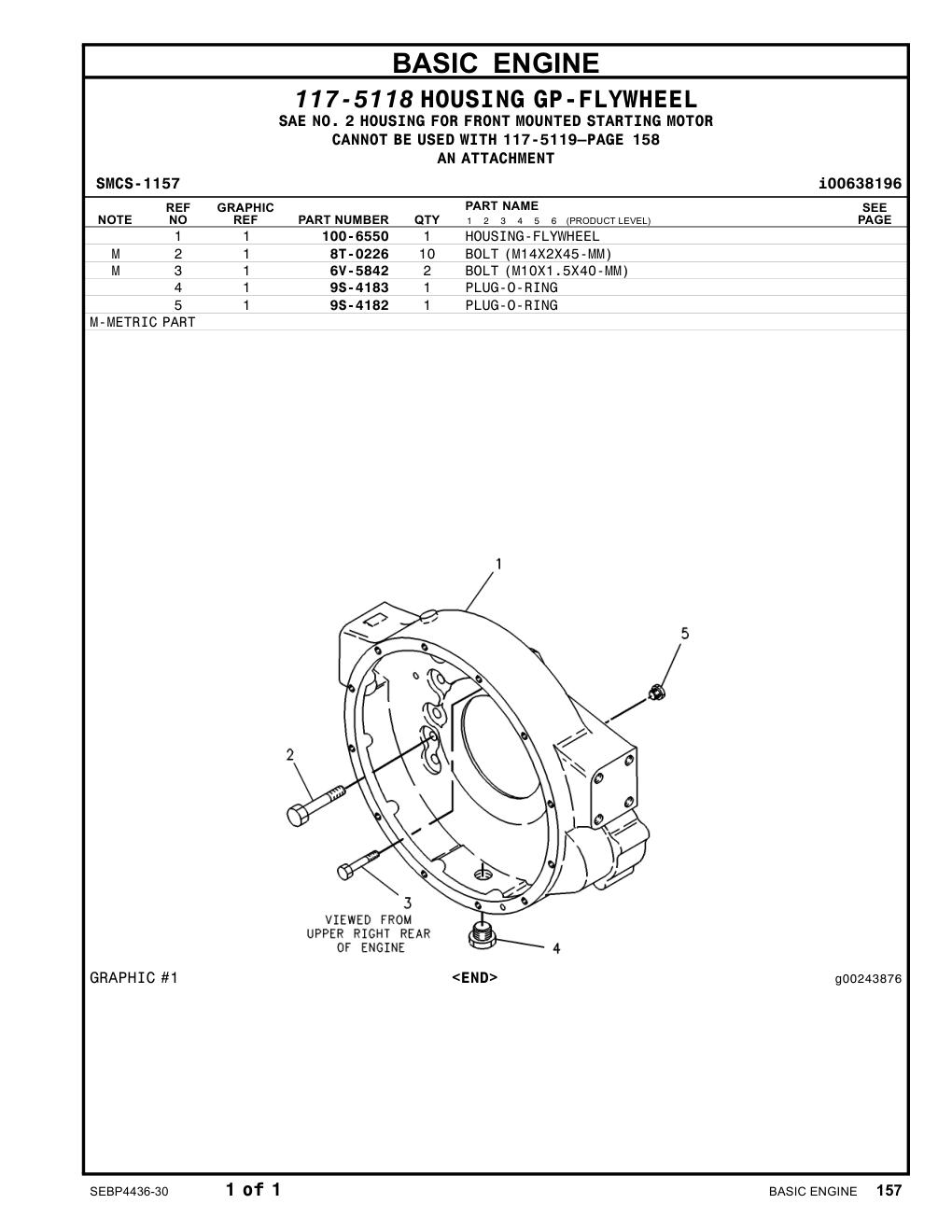 100-6550 HOUSING-FLYWHEEL CAT parts manual diagram