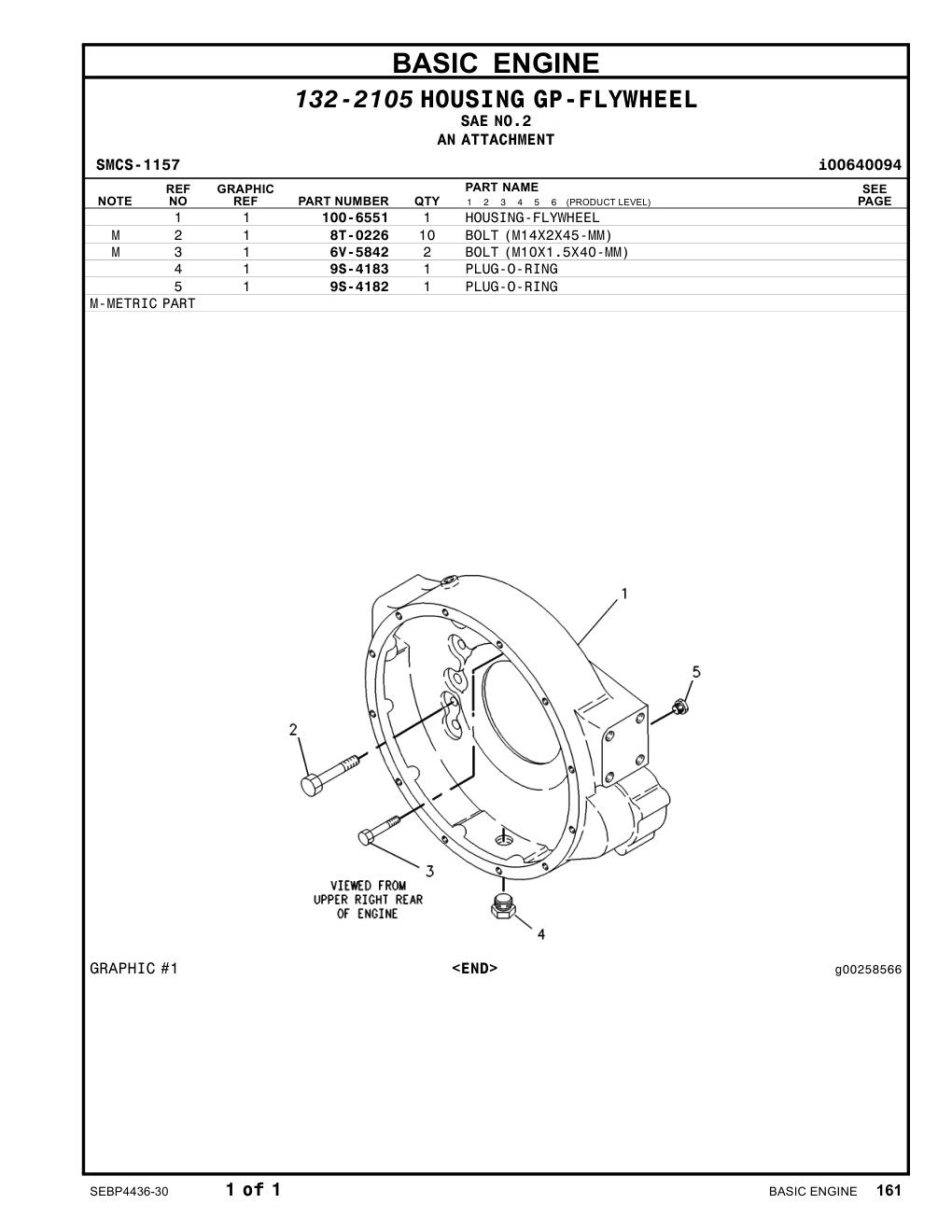 100-6551 HOUSING-FLYWHEEL CAT parts manual diagram