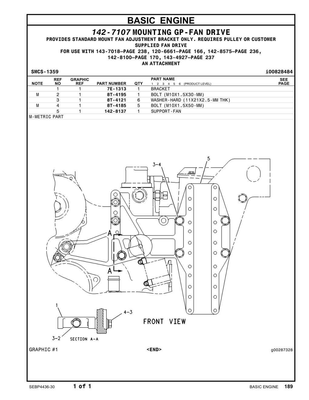 142-8137 SUPPORT-FAN CAT parts manual diagram