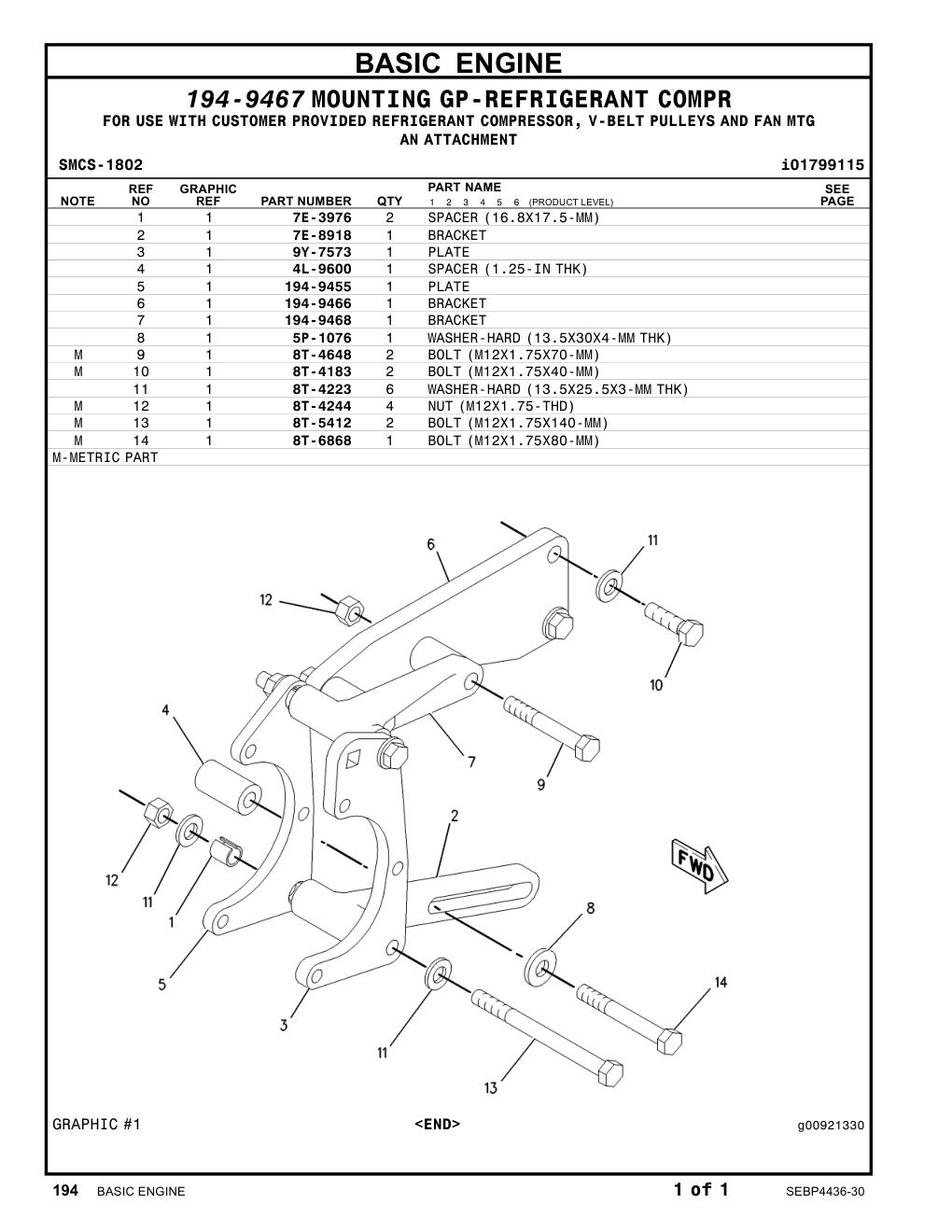 194-9468 BRACKET CAT parts manual diagram