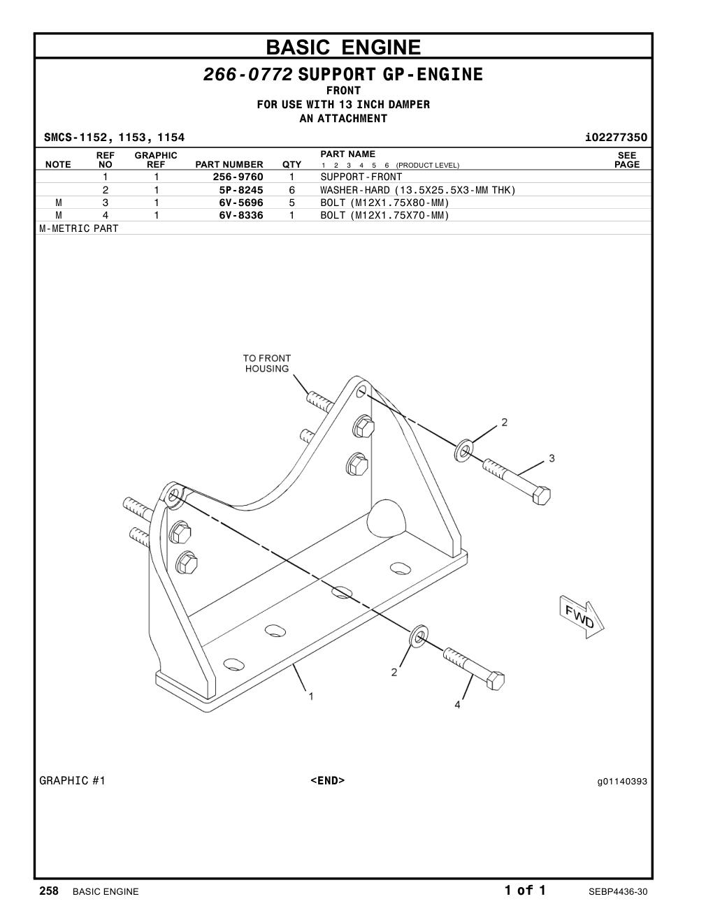 256-9760 SUPPORT-FRONT CAT parts manual diagram