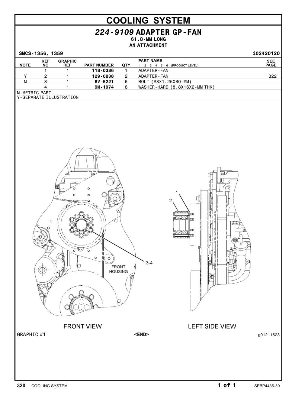 118-0386 ADAPTER-FAN CAT parts manual diagram