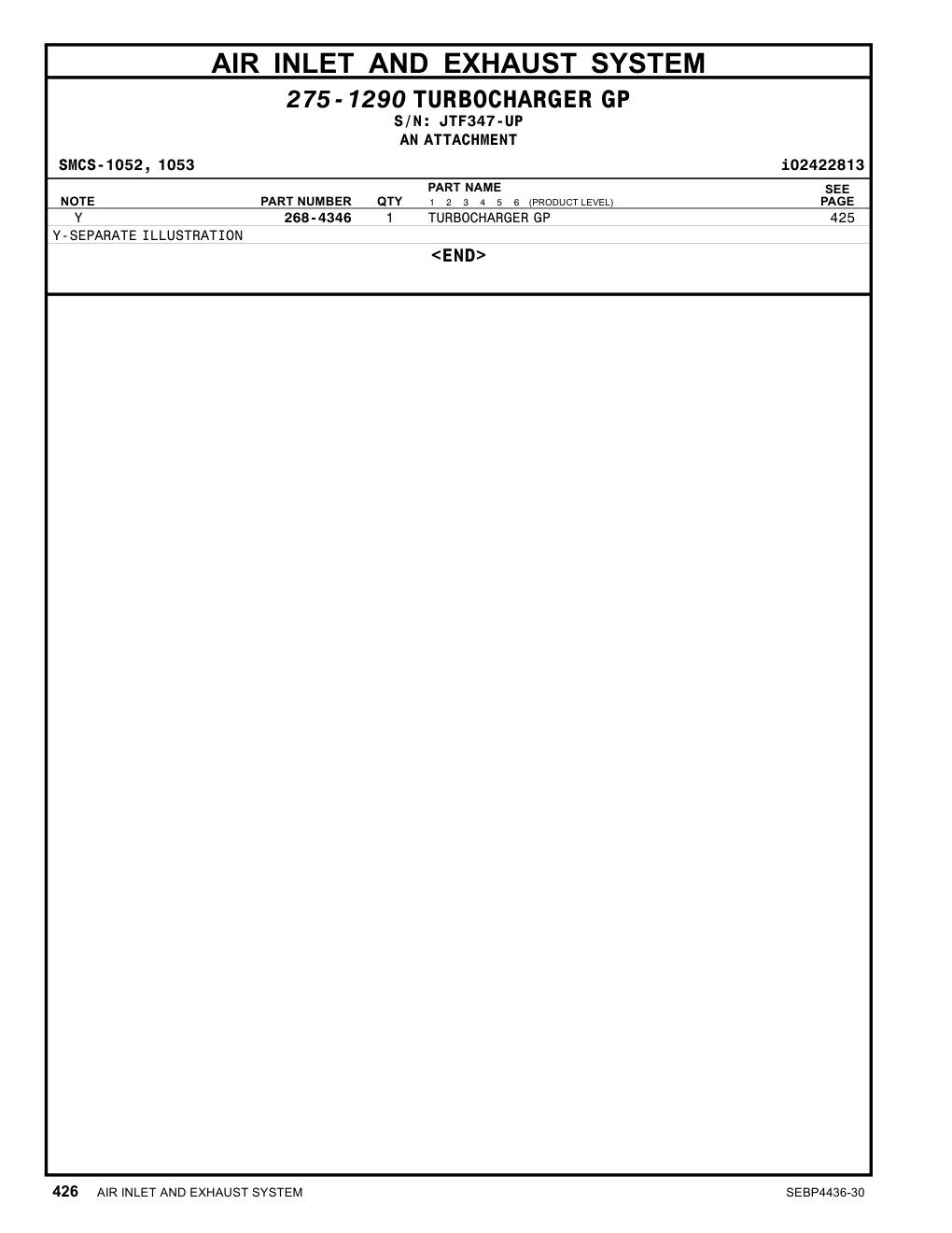 268-4346 TURBOCHARGER GP CAT parts diagram