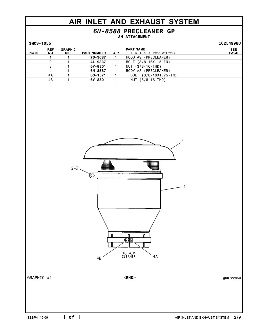 7S-3687 - HOOD AS (PRECLEANER)
