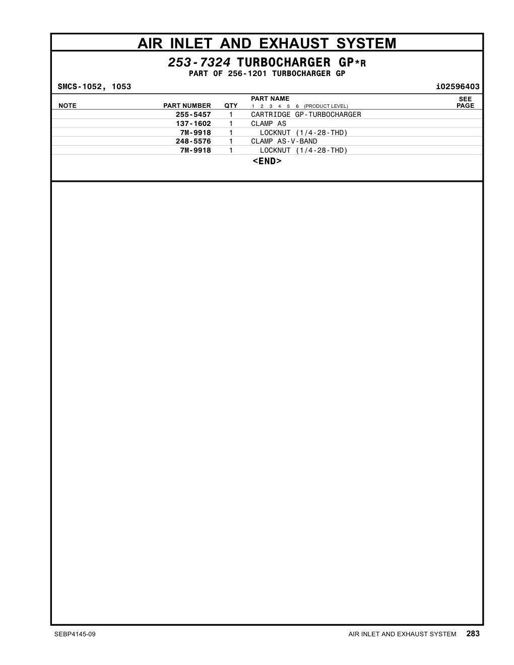 255-5457 CARTRIDGE GP-TURBOCHARGER CAT parts diagram