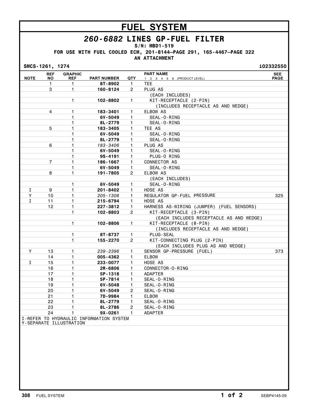 183-3401 ELBOW AS · S/N MBD1-519 CAT parts manual diagram