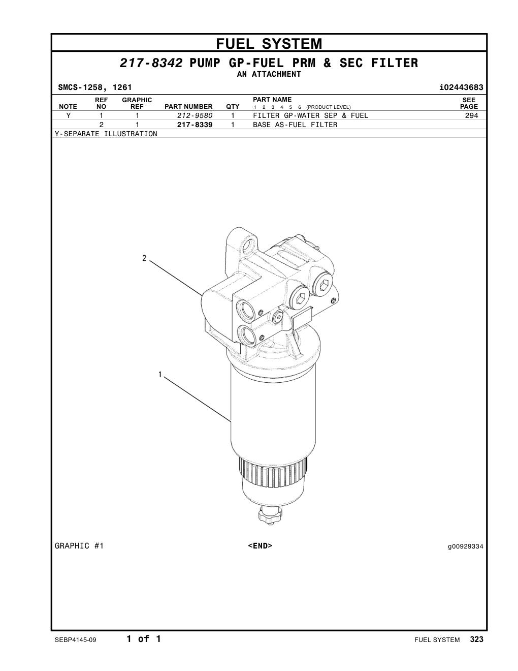217-8339 BASE AS-FUEL FILTER CAT parts manual diagram