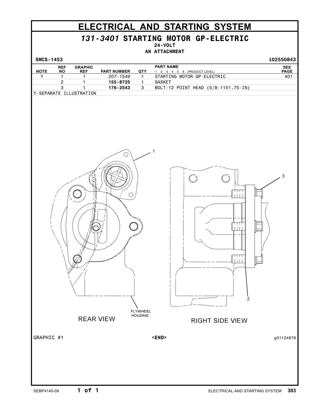 207-1549 STARTING MOTOR GP-ELECTRIC CAT parts manual diagram