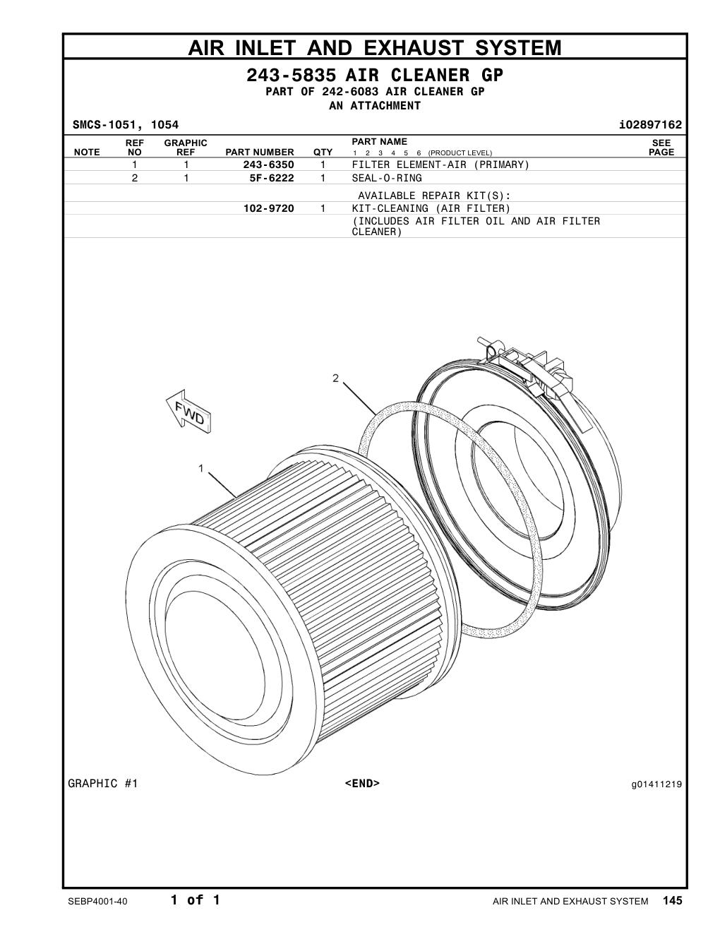 5F-6222 SEAL-O-RING CAT parts manual diagram