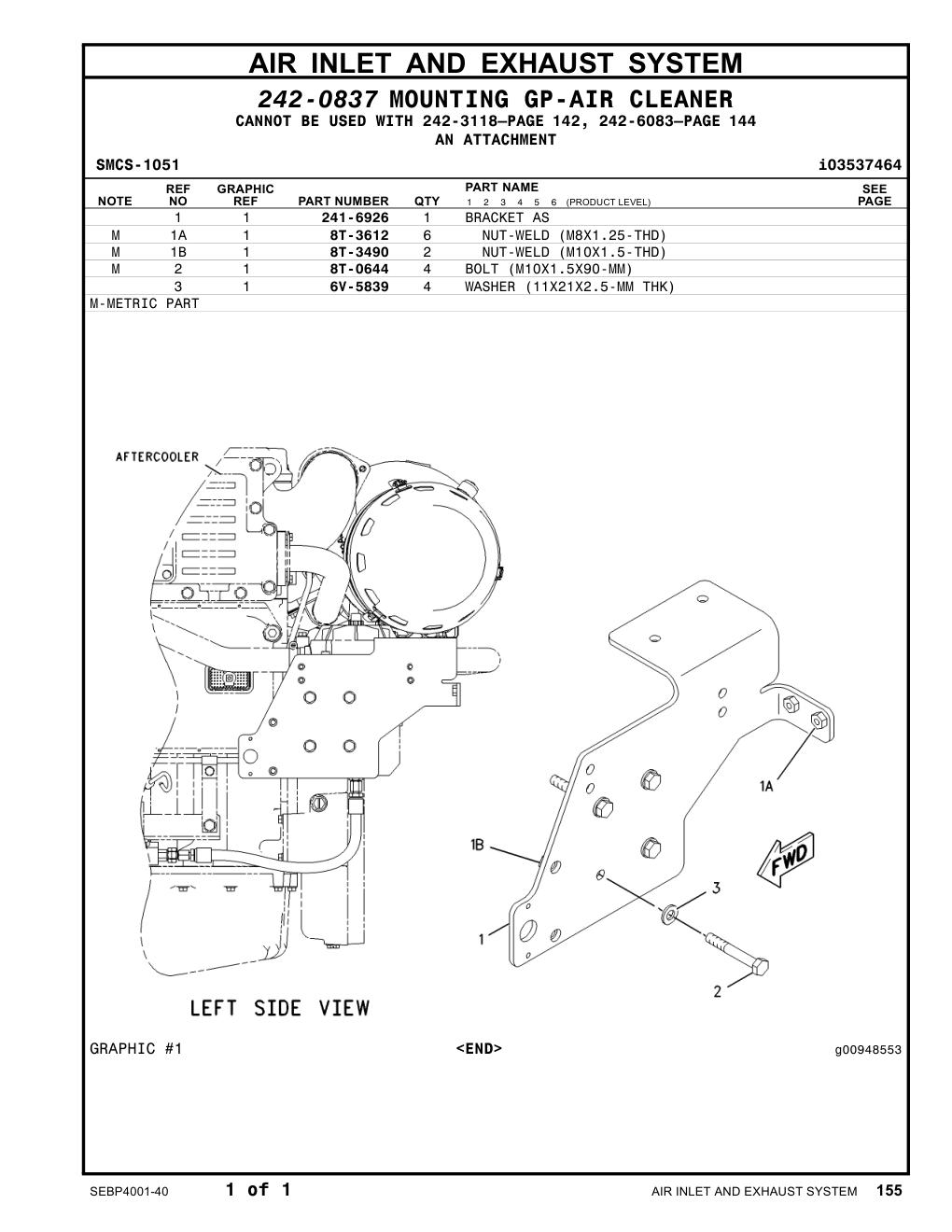 241-6926 BRACKET AS CAT parts manual diagram