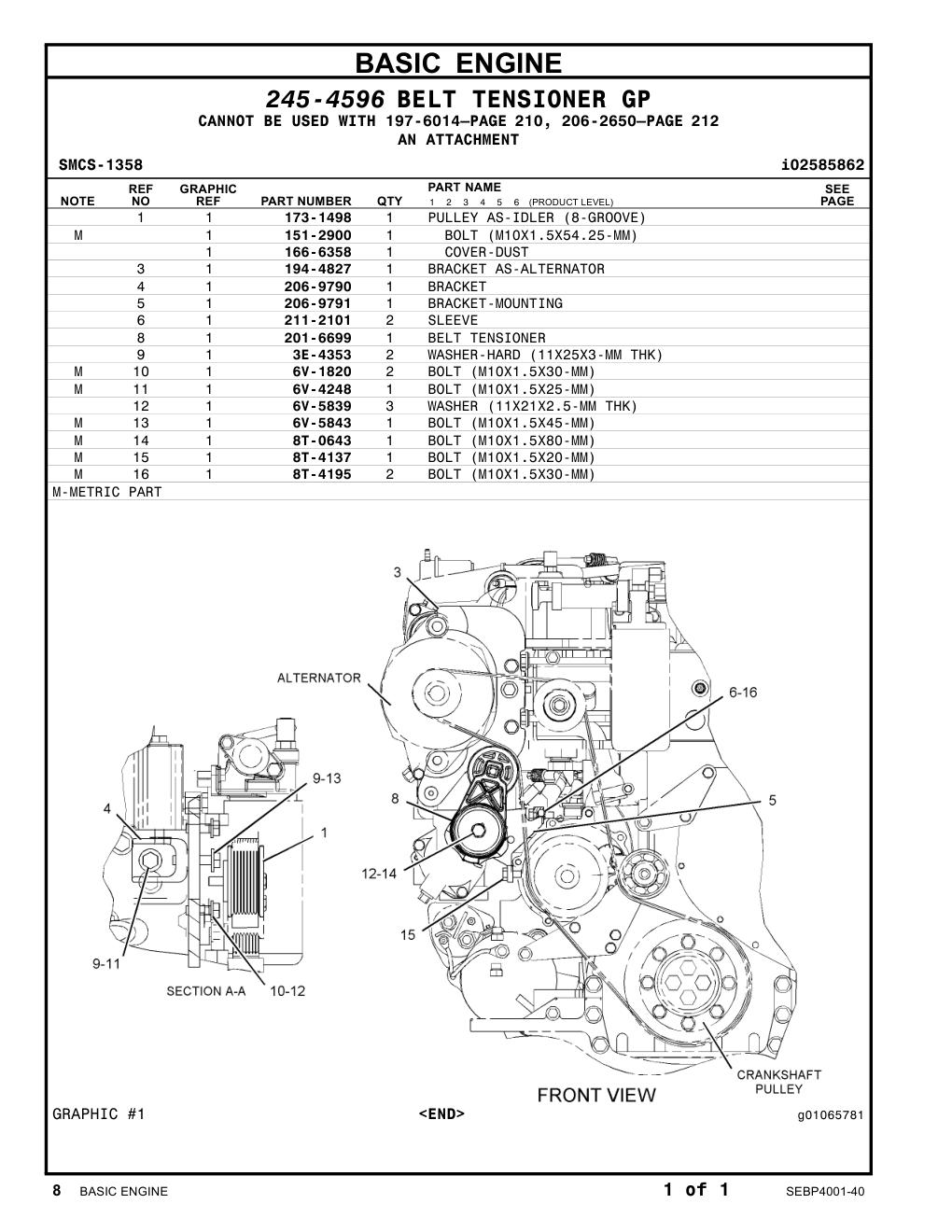 194-4827 BRACKET AS-ALTERNATOR CAT parts manual diagram
