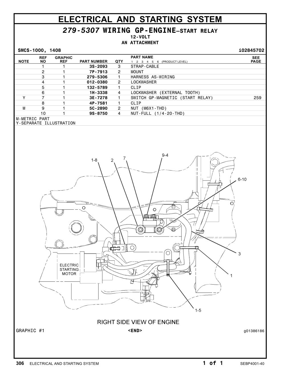 279-5306 HARNESS AS-WIRING CAT parts manual diagram