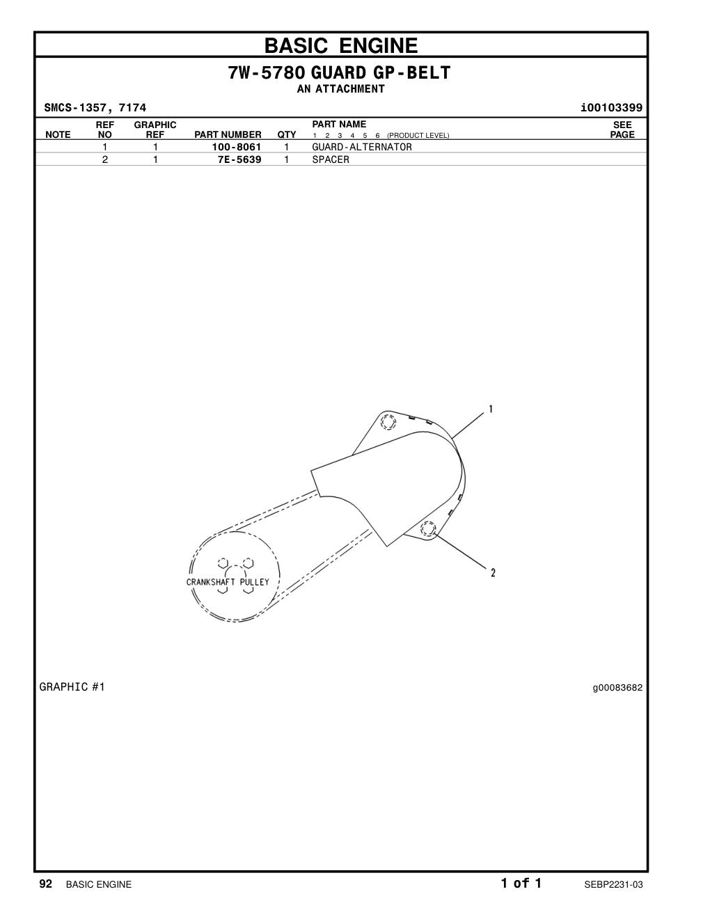 100-8061 GUARD-ALTERNATOR CAT parts manual diagram