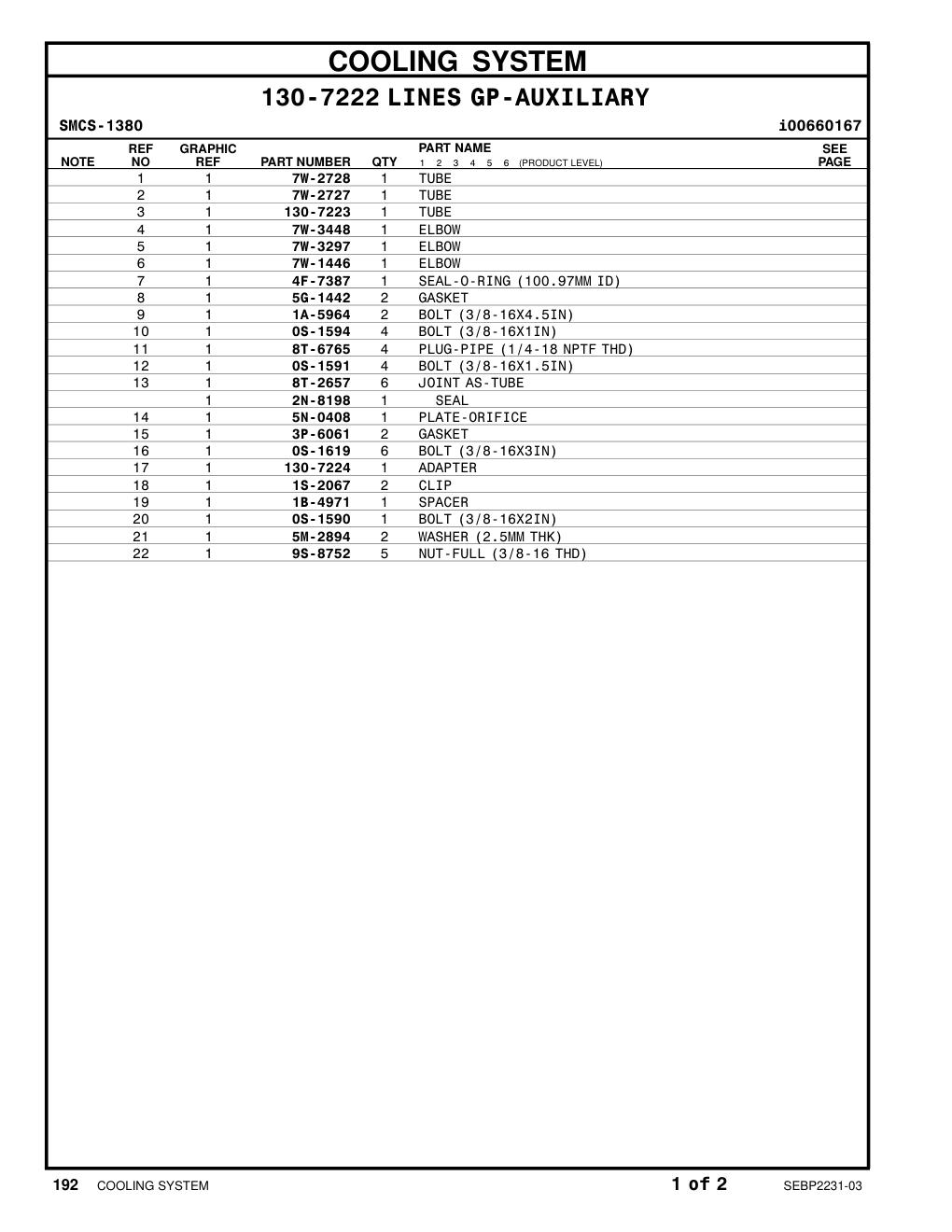 130-7223 TUBE CAT parts manual diagram