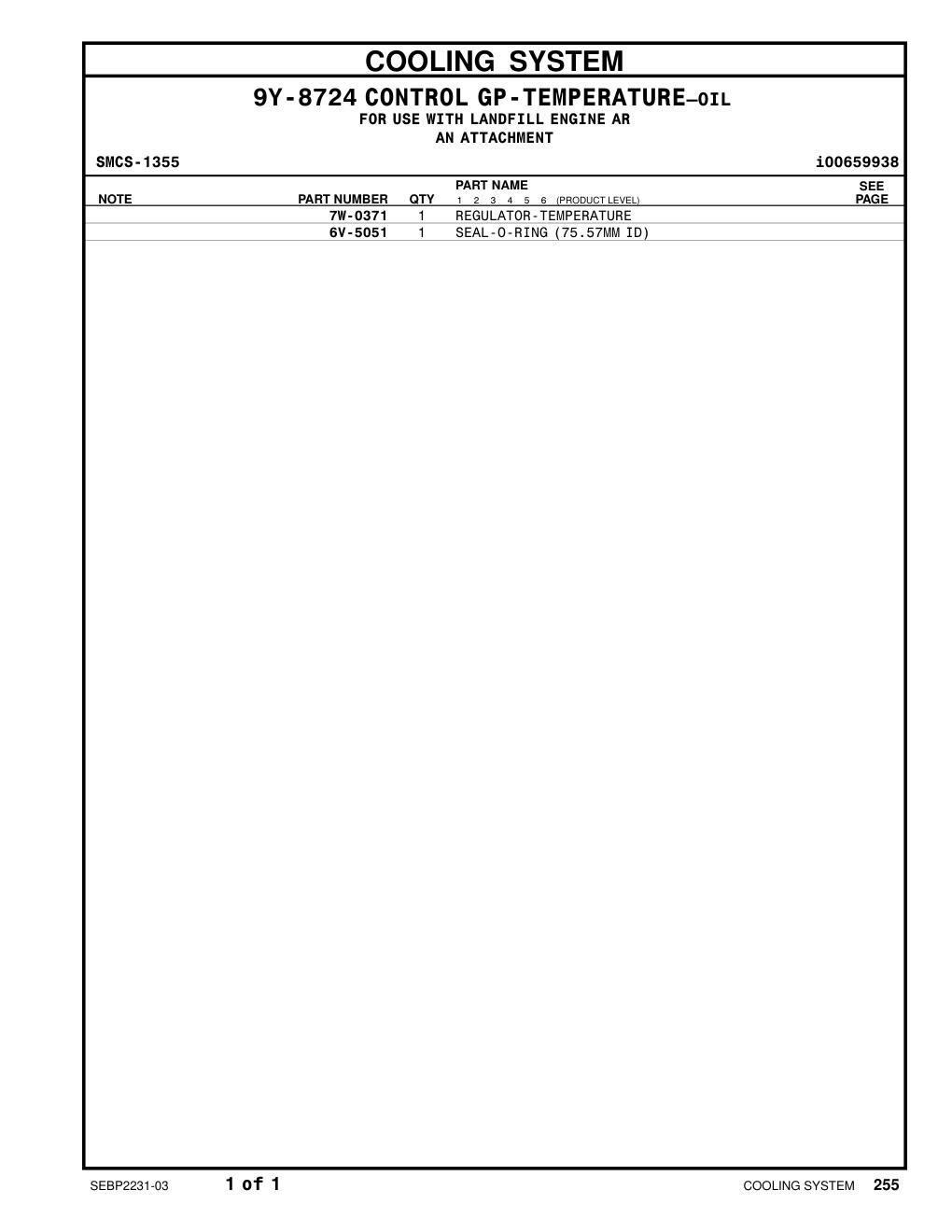 7W-0371 REGULATOR-TEMPERATURE CAT parts diagram