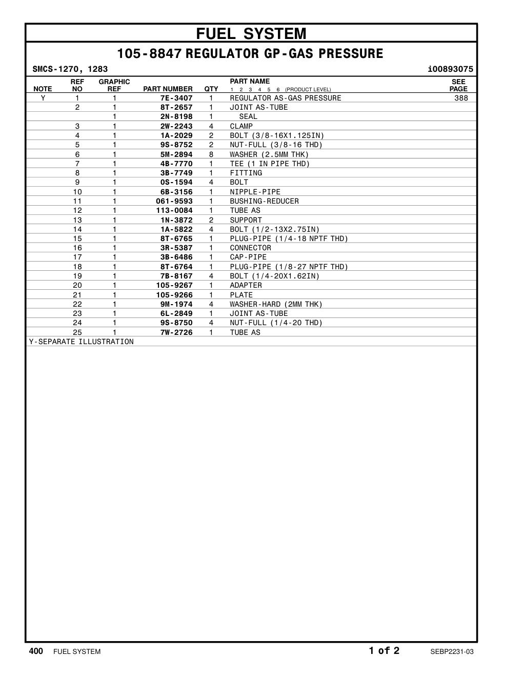 7W-2726 TUBE AS CAT parts manual diagram
