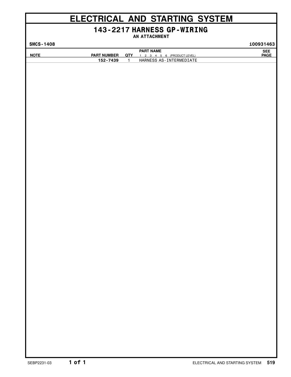 152-7439 - HARNESS AS-INTERMEDIATE