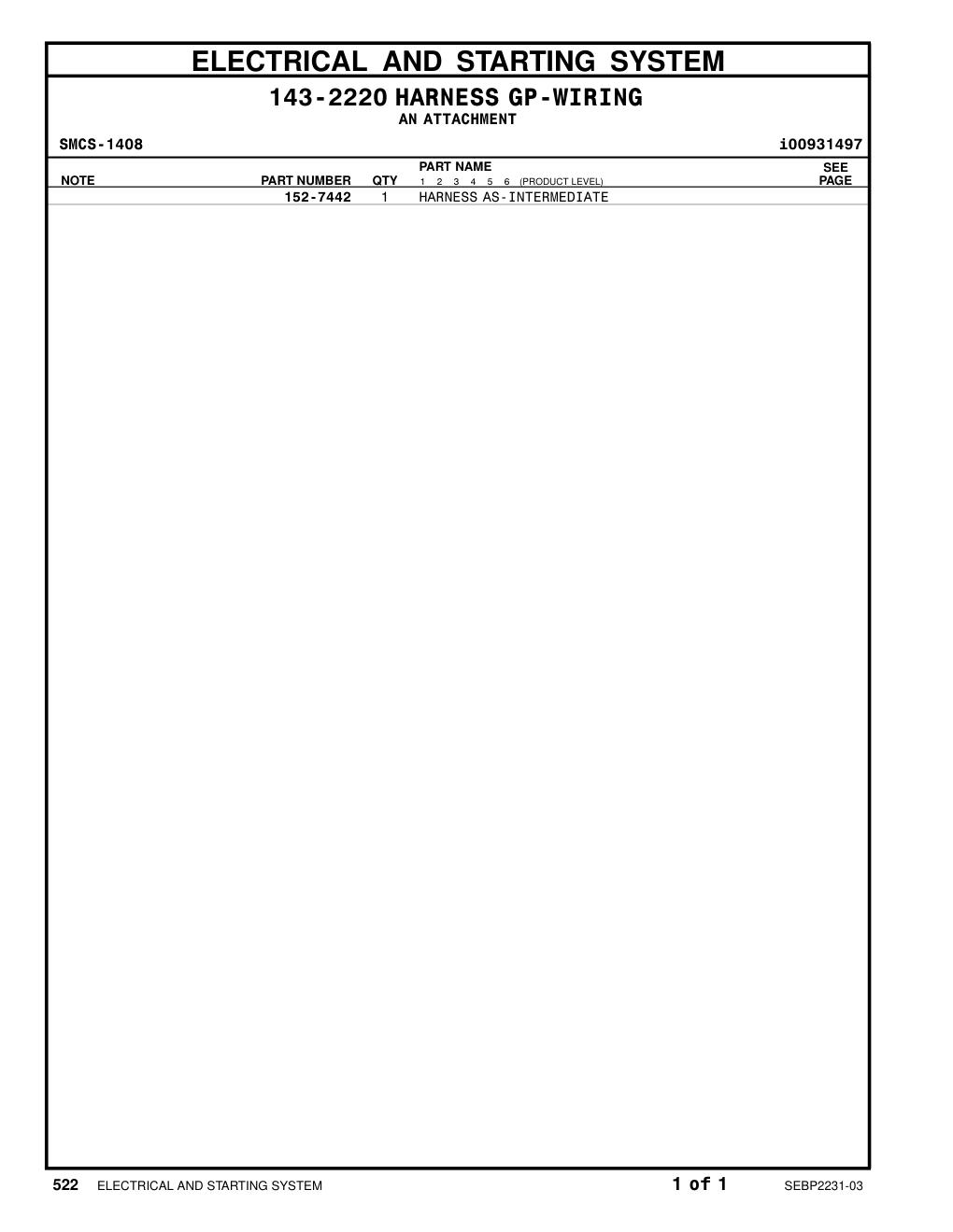 152-7442 - HARNESS AS-INTERMEDIATE