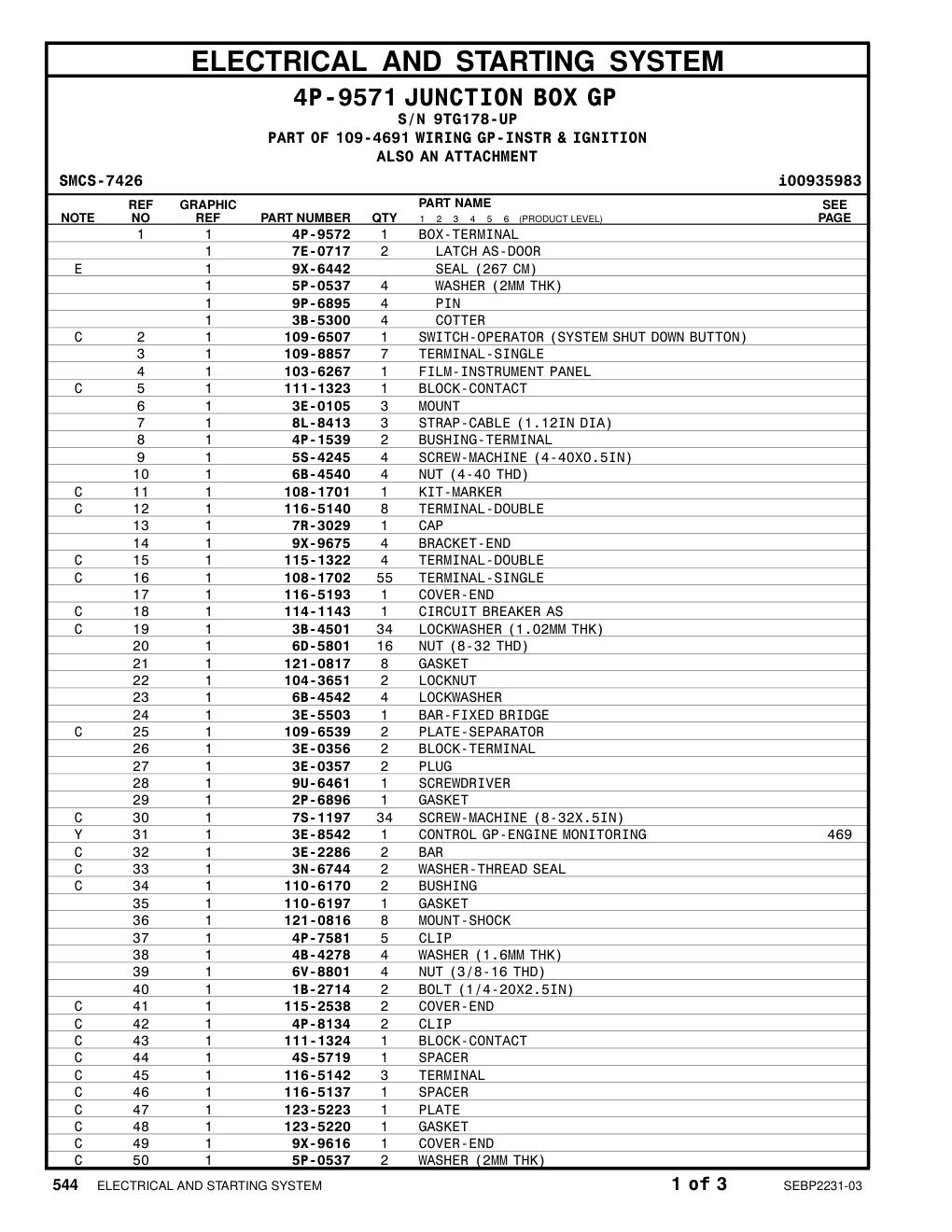 109-8857 TERMINAL-SINGLE · S/N 9TG178-UP CAT parts manual diagram