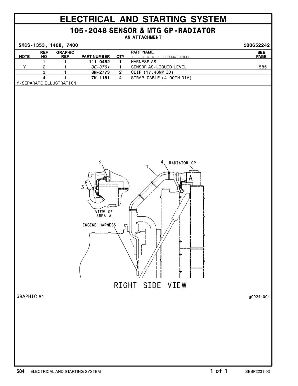 111-0452 HARNESS AS CAT parts manual diagram