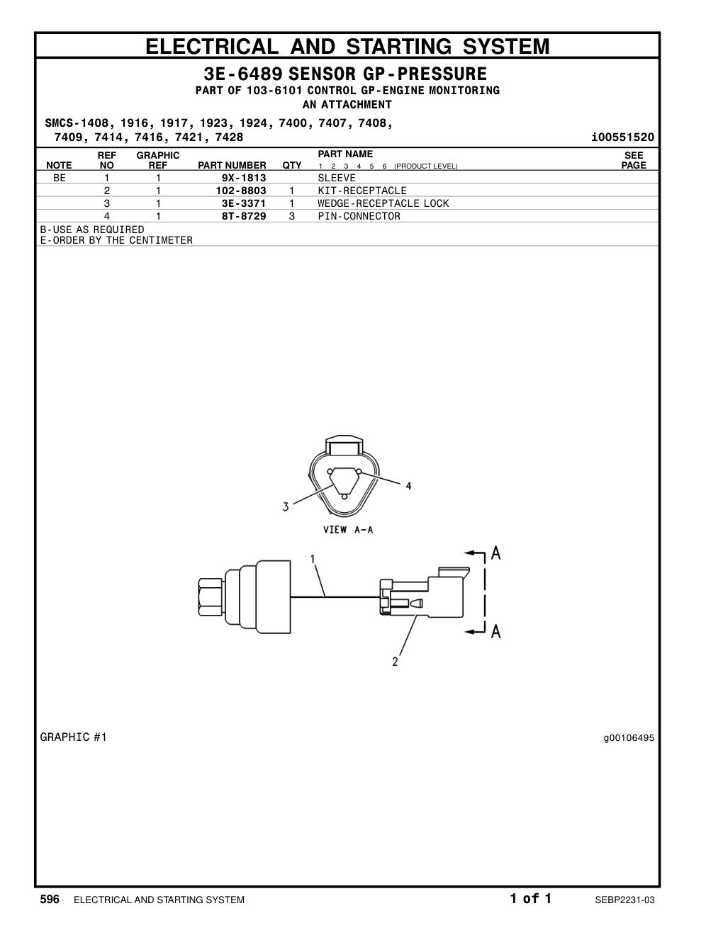 3E-3371 - WEDGE-RECEPTACLE LOCK (3-PIN)