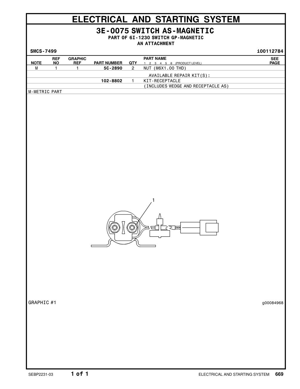 5C-2890 - NUT (M6X1.00 THD) AVAILABLE REPAIR KIT(S):