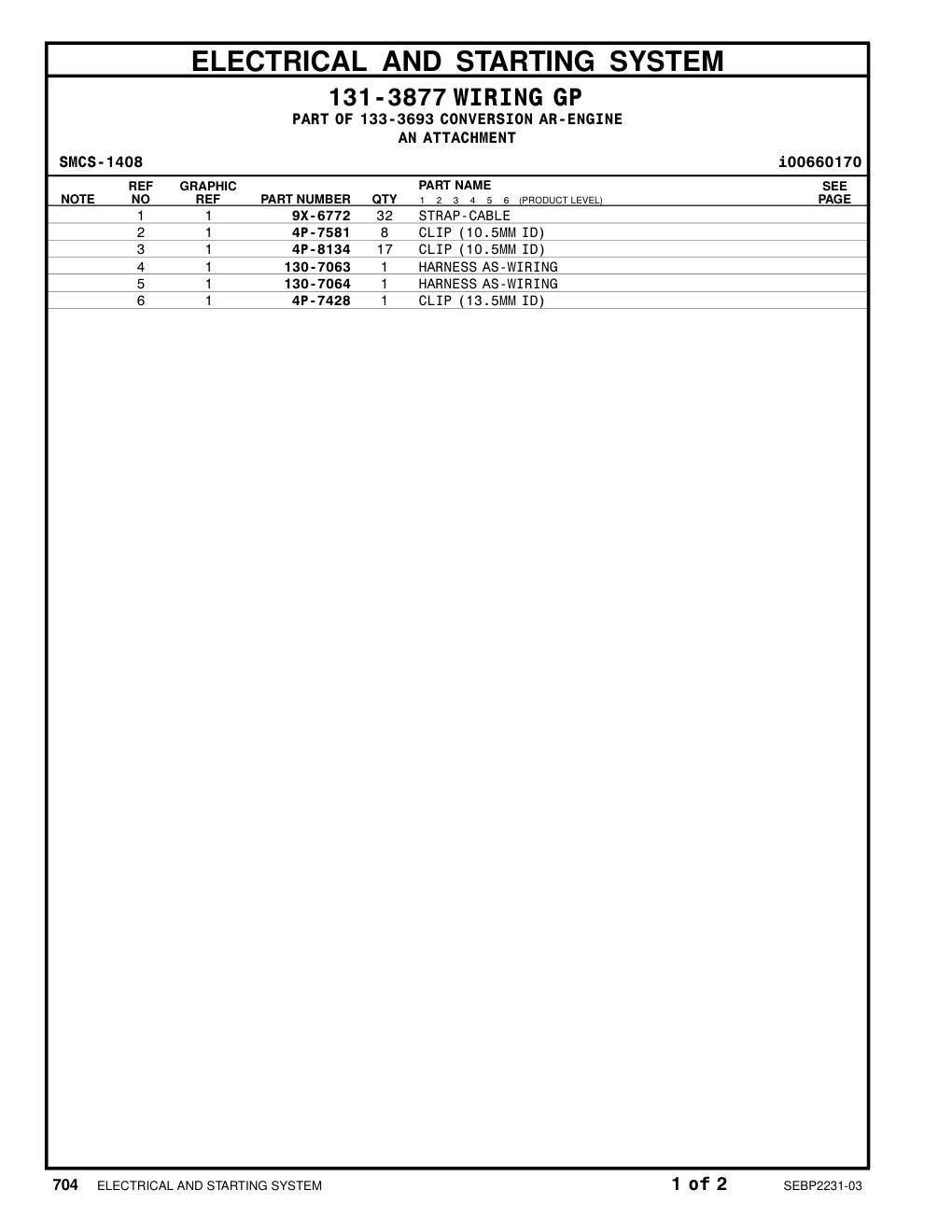 130-7063 HARNESS AS-WIRING CAT parts manual diagram