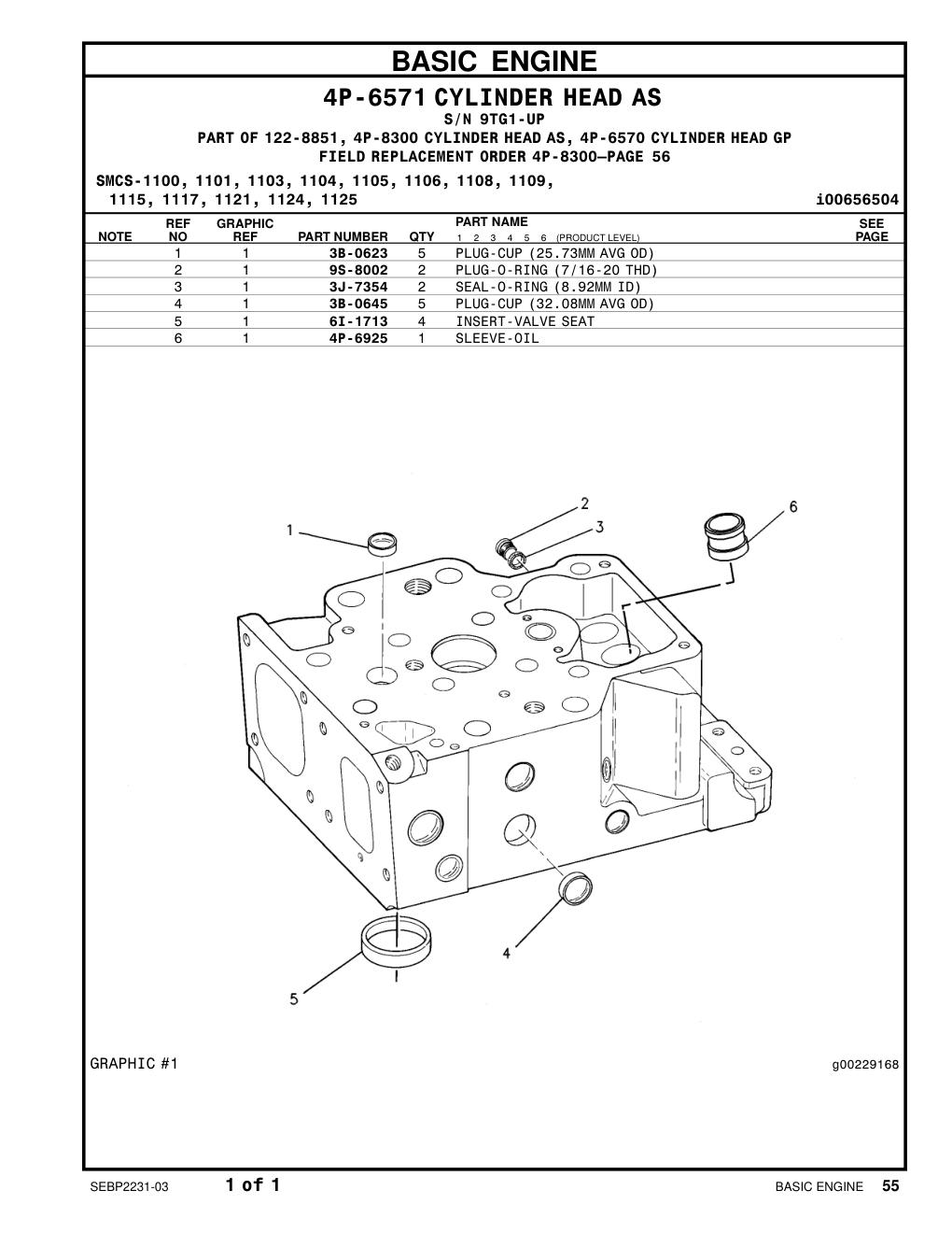 6I-1713 INSERT-VALVE SEAT · S/N 9TG1-UP CAT parts manual diagram