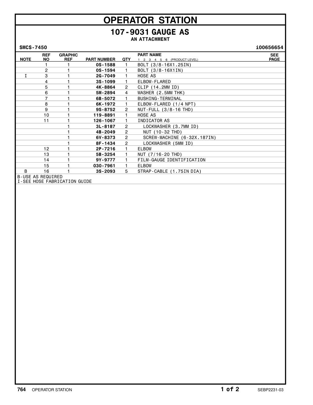 9Y-9777 FILM-GAUGE IDENTIFICATION CAT parts manual diagram