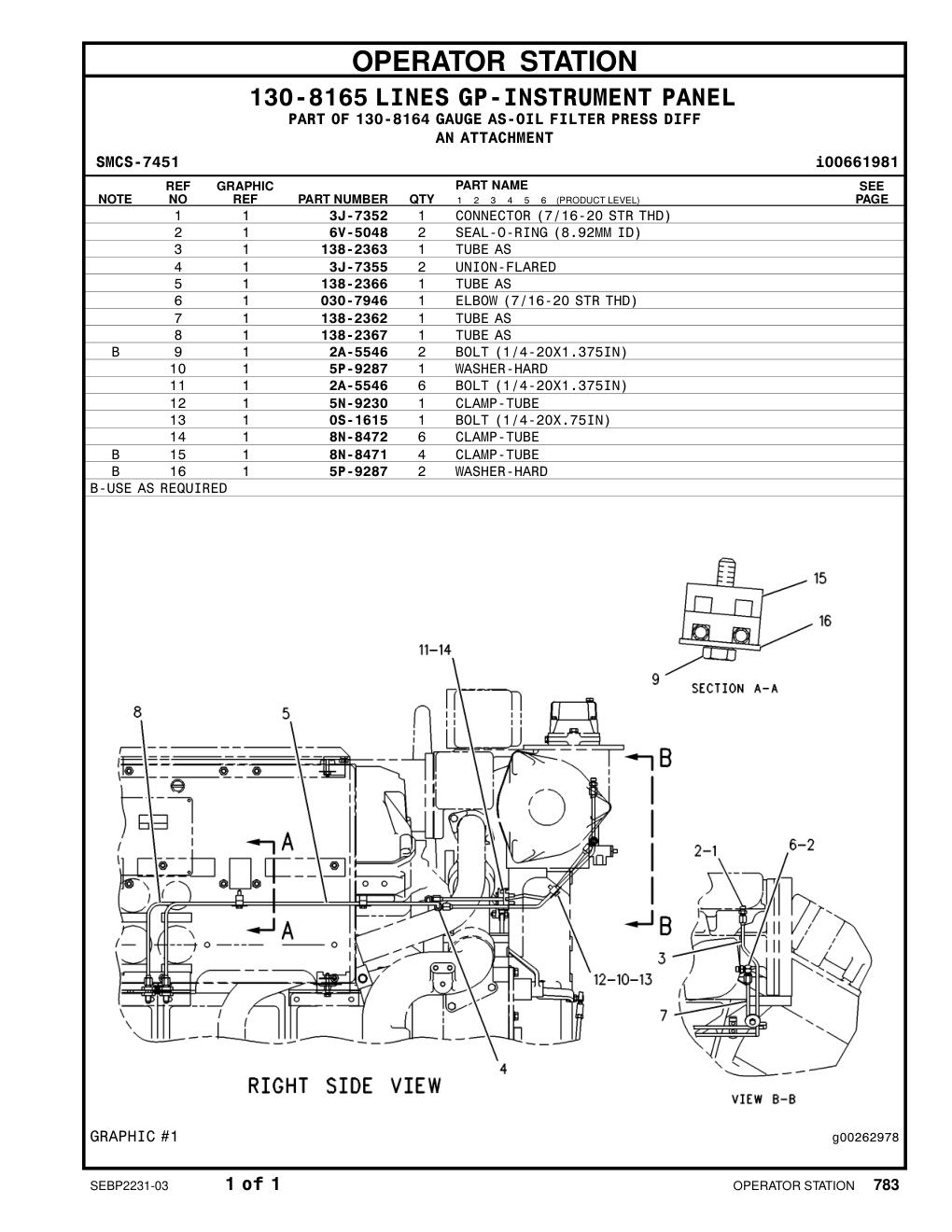 138-2366 TUBE AS CAT parts manual diagram