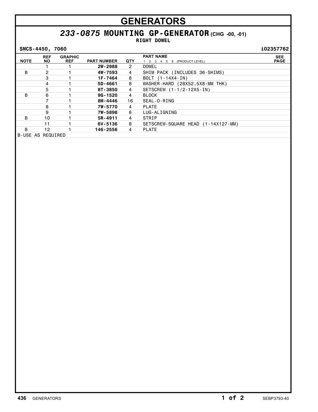 9G-1520 BLOCK CAT parts manual diagram