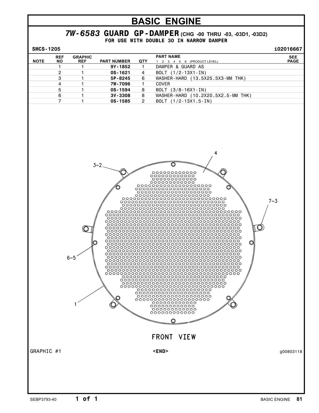 9Y-1852 DAMPER & GUARD AS CAT parts manual diagram