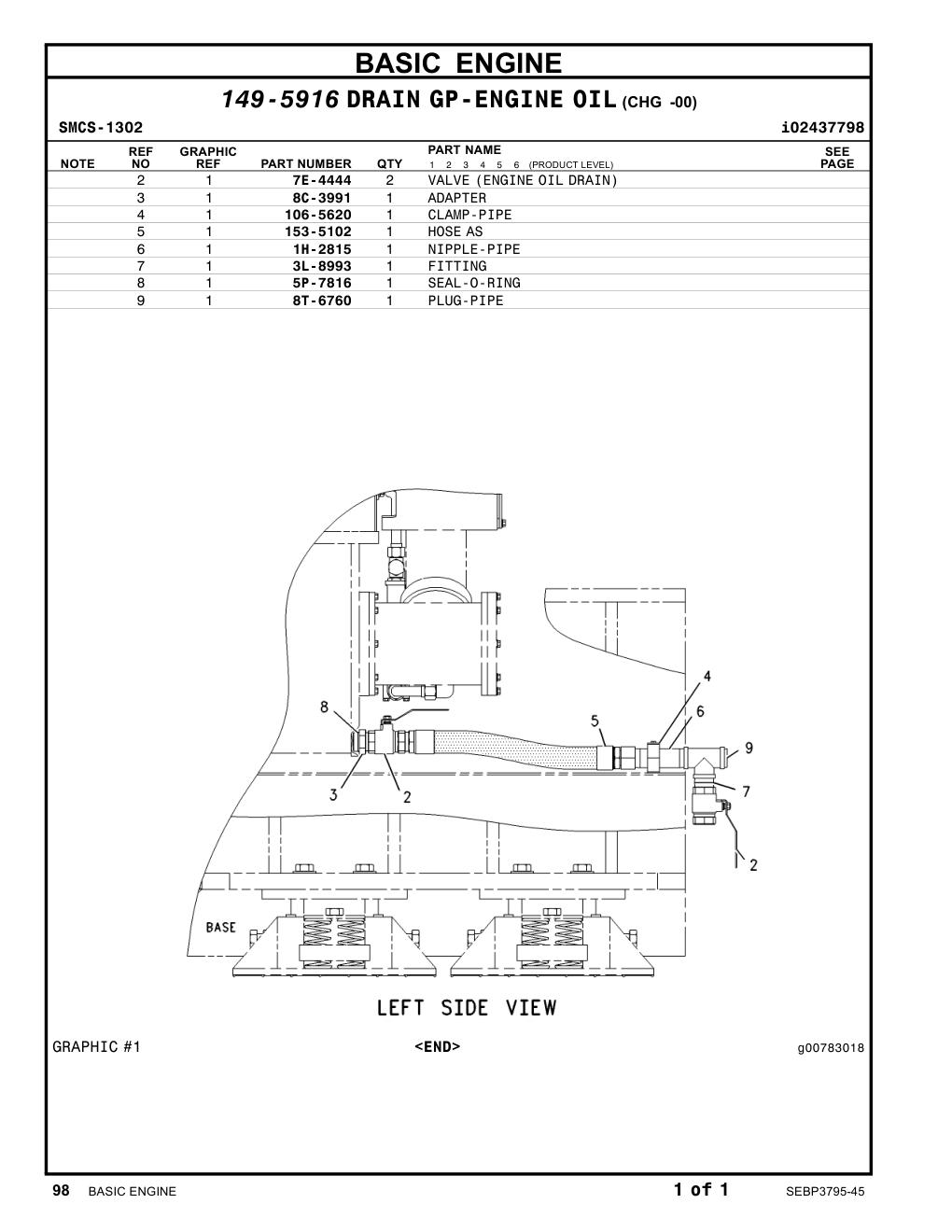 153-5102 HOSEAS CAT parts manual diagram