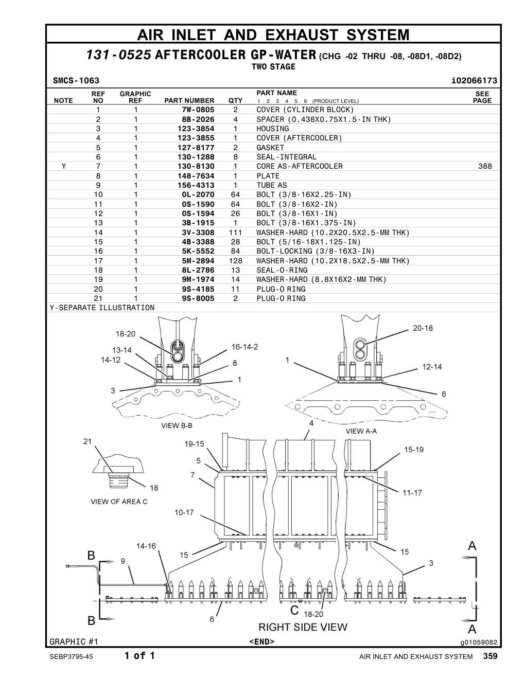 123-3855 COVER(AFTERCOOLER) CAT parts manual diagram